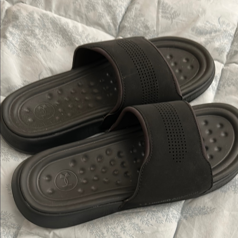 Under Armour Black Slide Sandals with Contoured Footbed